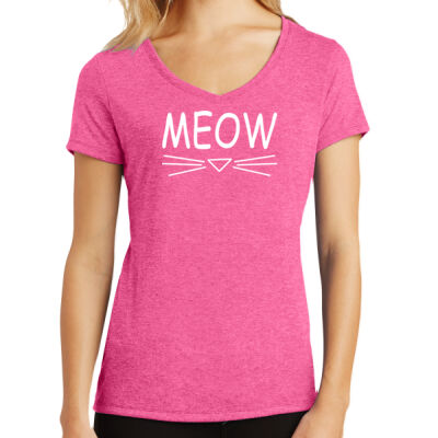 MEOW Ladies V-Neck Tri-Blend T-shirt Thumbnail
