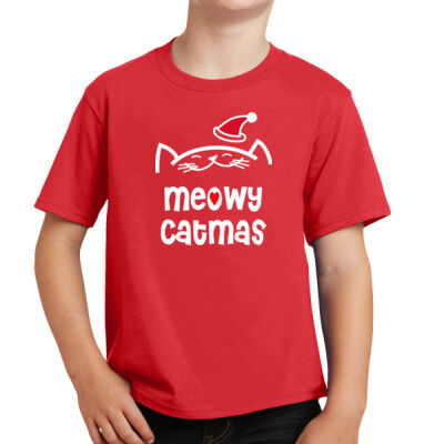 Meowy Catmas Youth T-shirt Thumbnail