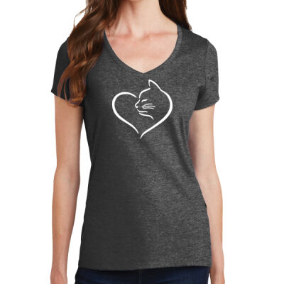 Cat Heart Ladies V-neck T-shirt Thumbnail