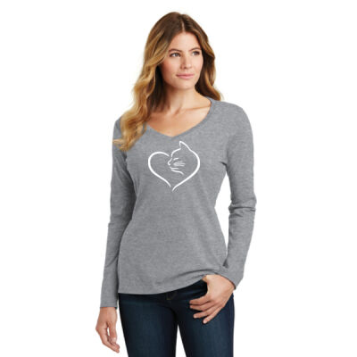 Cat Heart Ladies Long Sleeve T-shirt Thumbnail